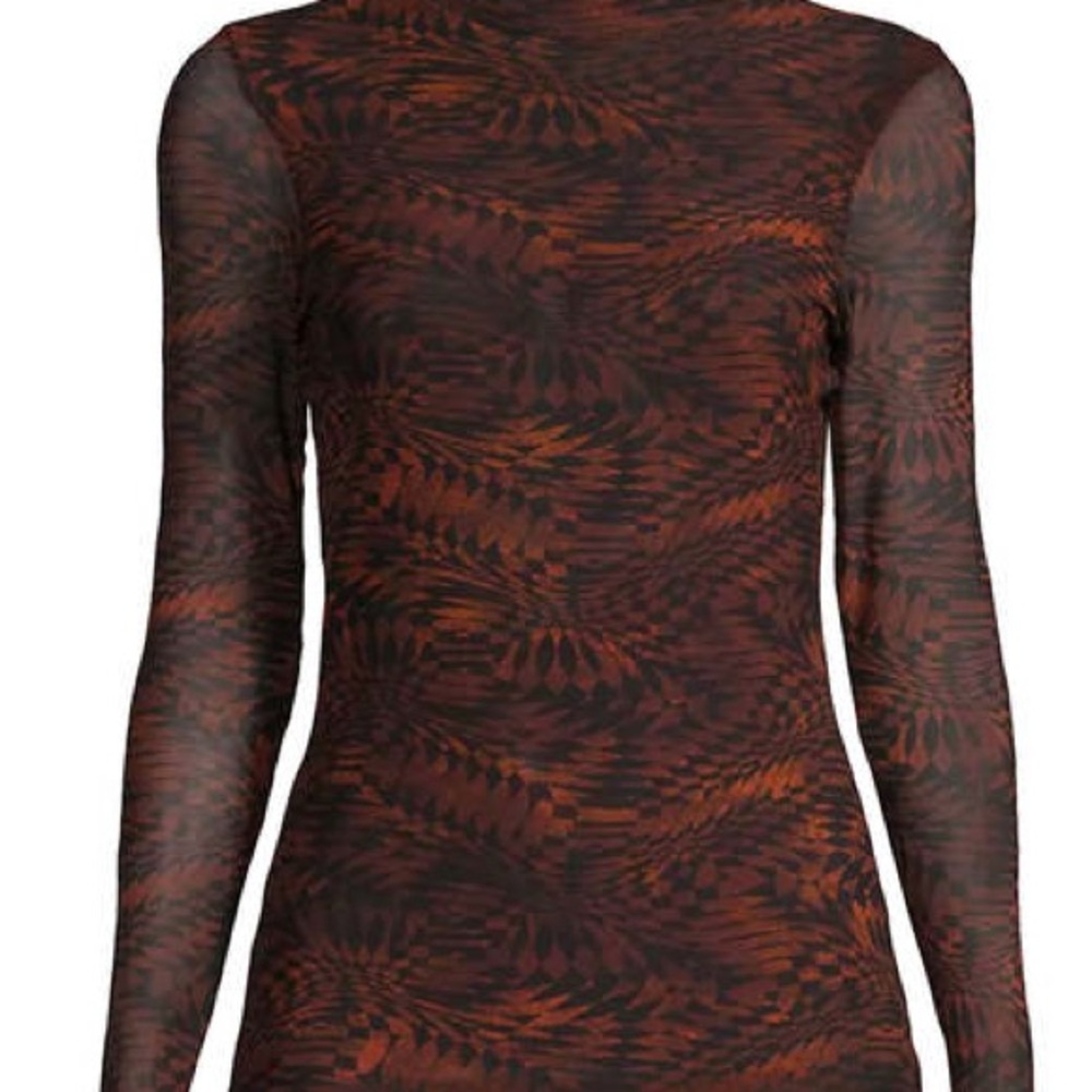 Johnny Was Love Rebecca Mesh Mock Neck Long Sleeve Tee Boho